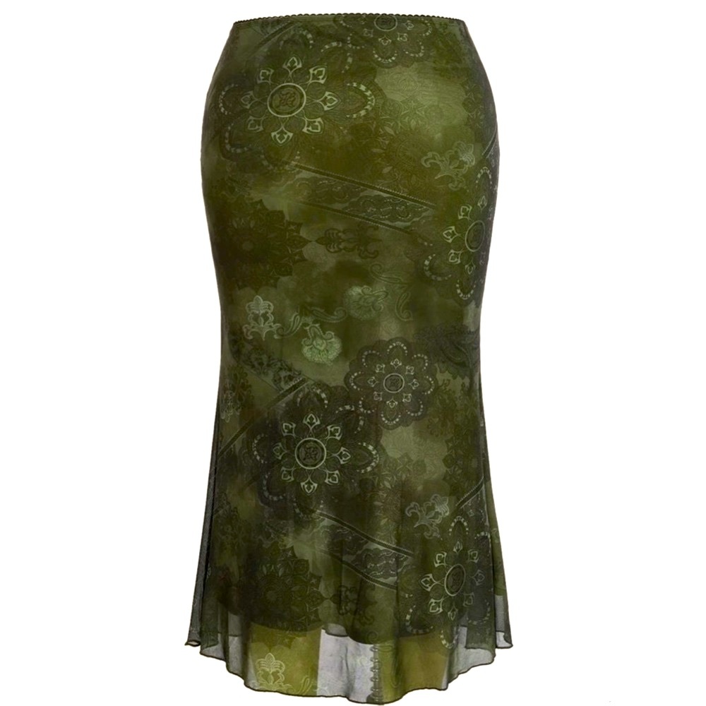 NWT SHEIN Curve 3XL ROMWE PUNK Plus Floral Print Mermaid Hem Mesh Skirt